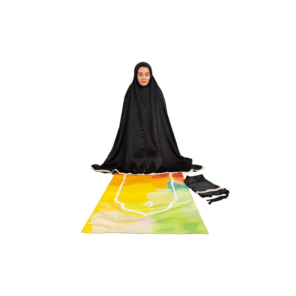 Hilalful - Silky 2 Piece Prayer Set - Classic Black