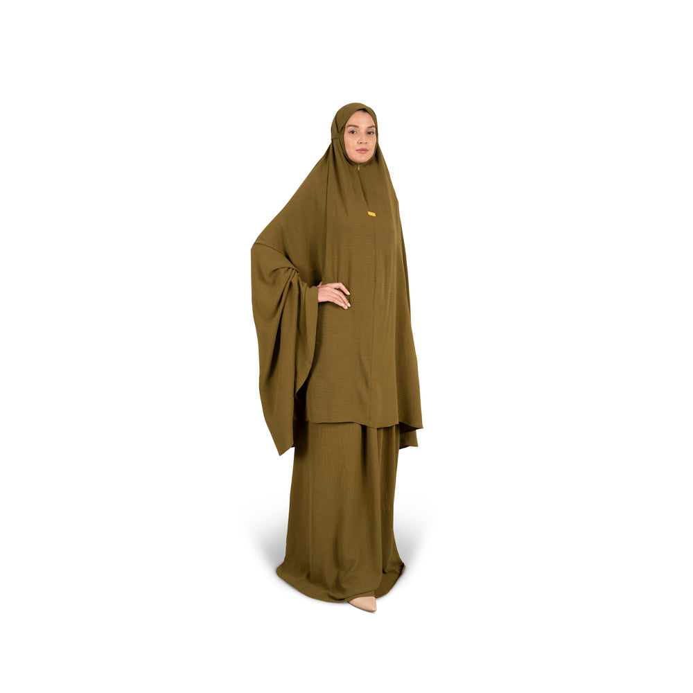 Hilalful - Crinkle 2 Piece Set - Kaki
