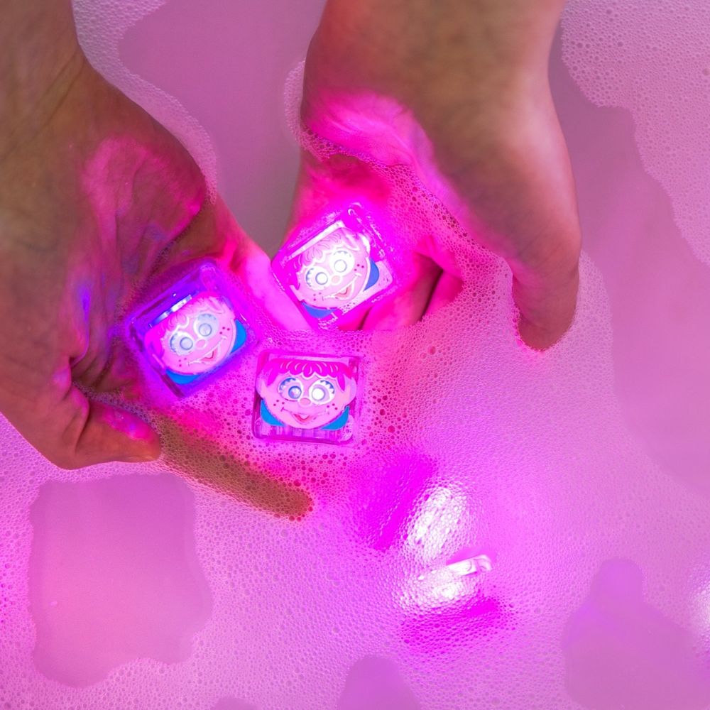 Glo Pals - Sesame Street light up baby & kids bath toys glow cubes - Pink - 4 Pcs