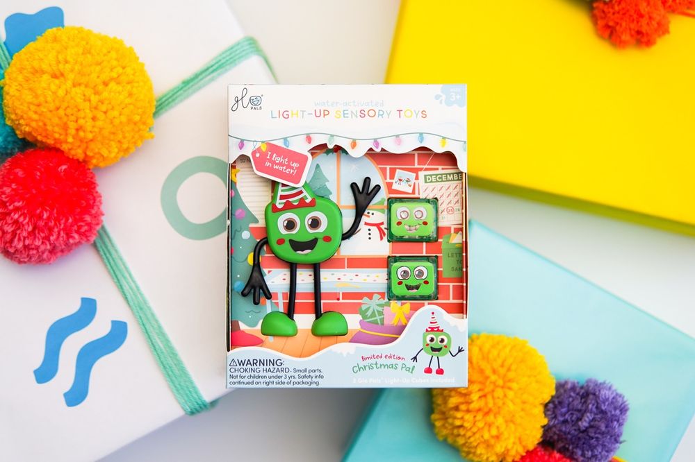 Glo Pals - Christmas character-1 & light up baby kids bath toys glow cubes-2 - Green