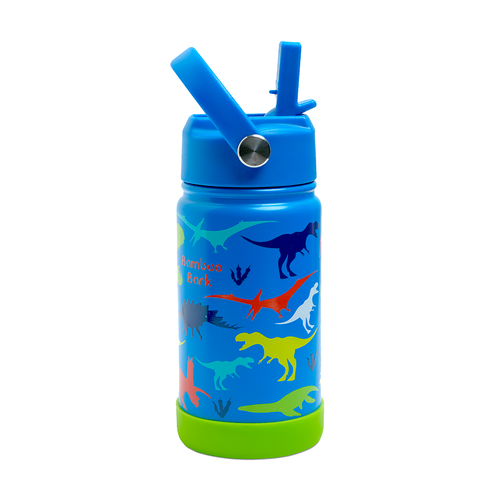 Bamboo Bark - Insulated Water Bottle With Straw & Handle - Dinosaur