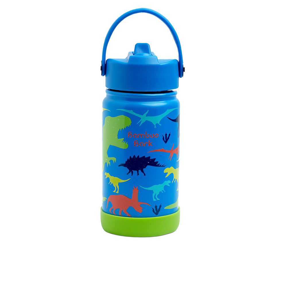 Bamboo Bark - Insulated Water Bottle With Straw & Handle - Dinosaur
