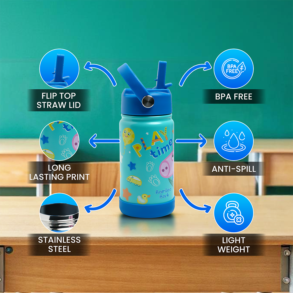 Bamboo Bark - Peppa George Steel Water Bottle - Blue