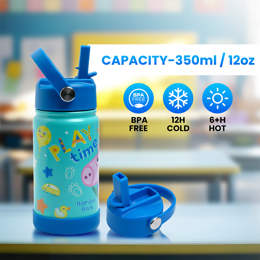 Bamboo Bark - Peppa George Steel Water Bottle - Blue