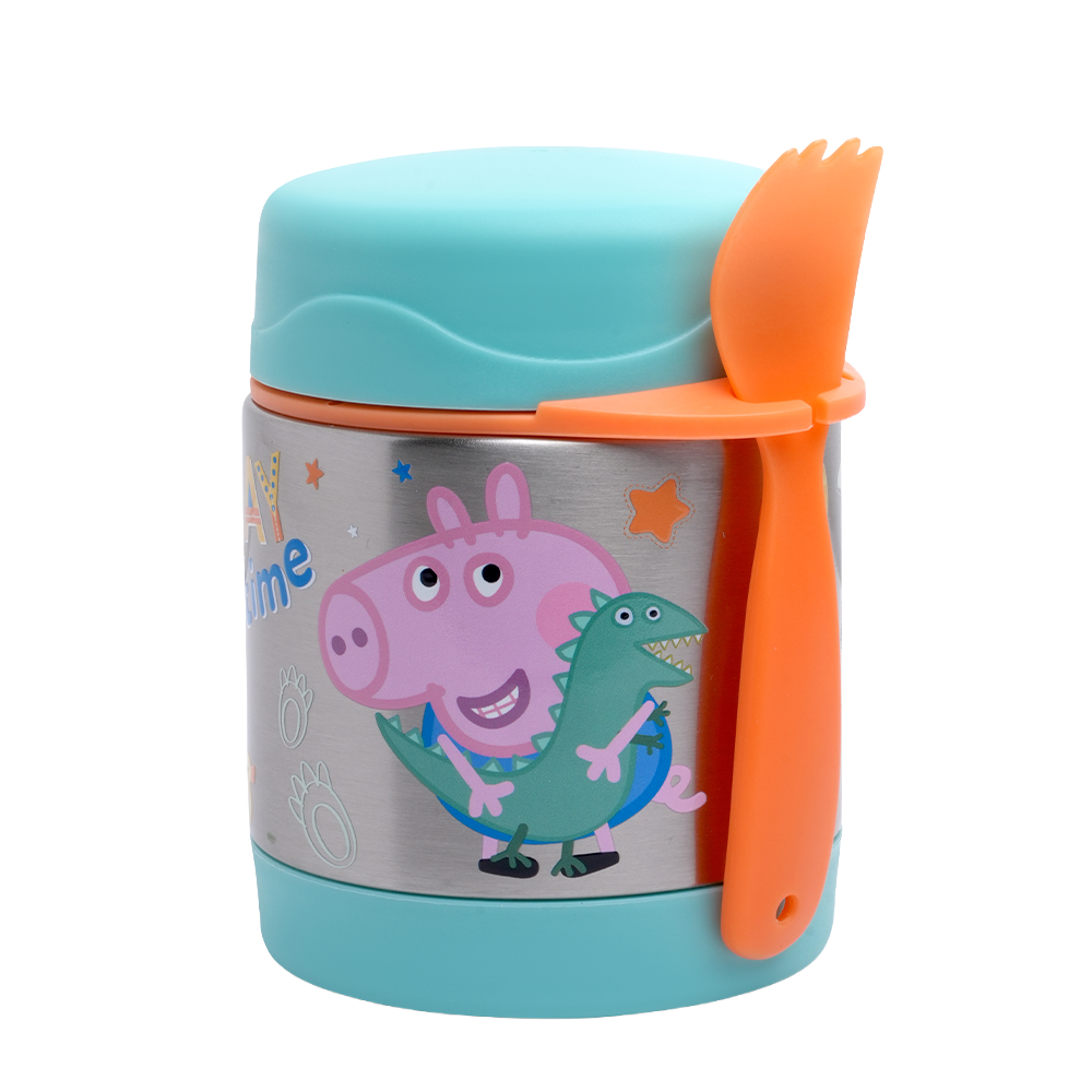 Bamboo Bark Peppa Pig George Pig Insulated Food Jar For Kids, Toddlers, Nursery and School 