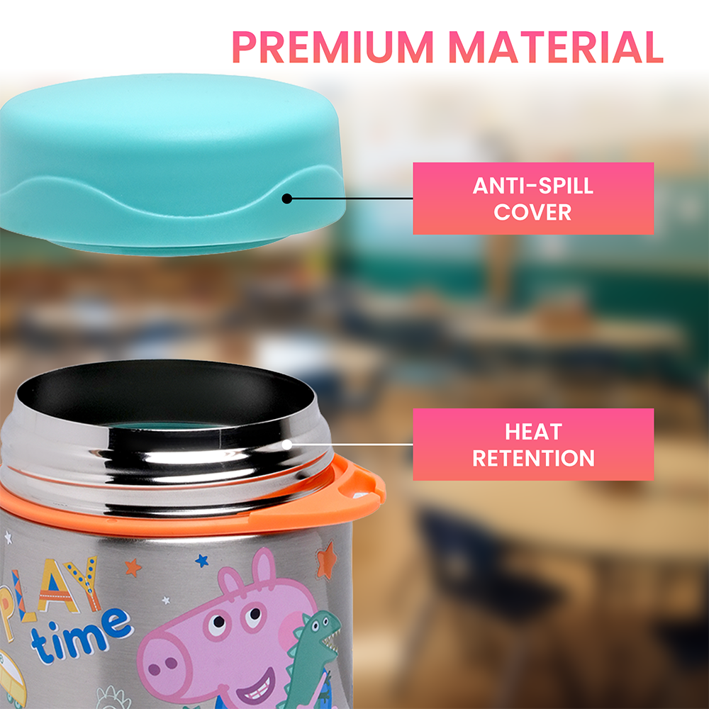 Bamboo Bark Peppa Pig George Pig Insulated Food Jar For Kids, Toddlers, Nursery and School 