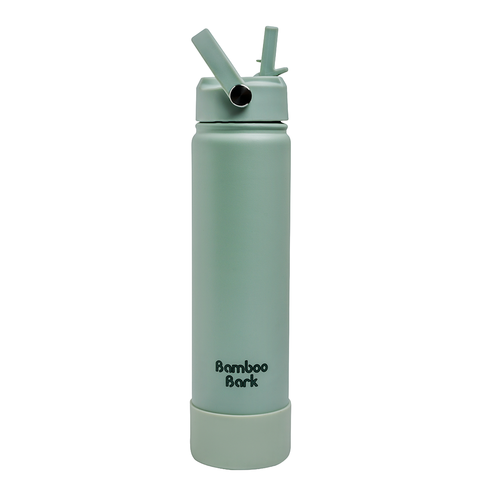 Bamboo Bark - Insulated Water Bottle With Sipper Lid_Dull Sage Green_750ml