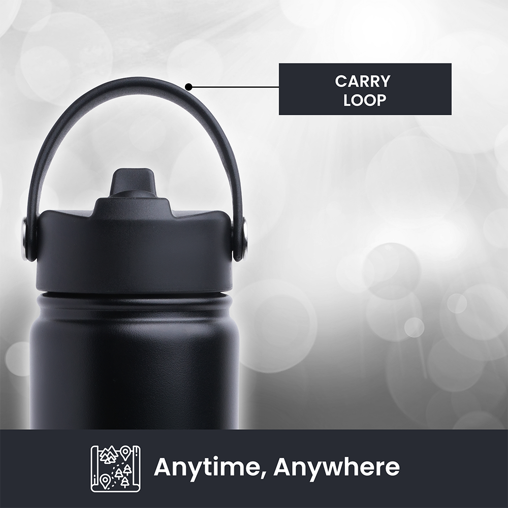 Bamboo Bark - Insulated Water Bottle With Sipper Lid_Black_1 L