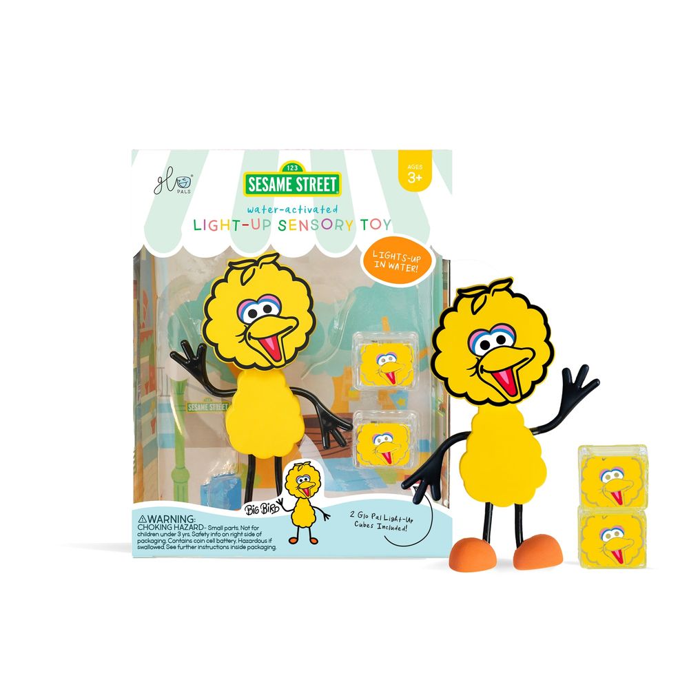 Glo Pals - Baby Kids Bath Toys Glow Cubes And Character Big Bird - Yellow