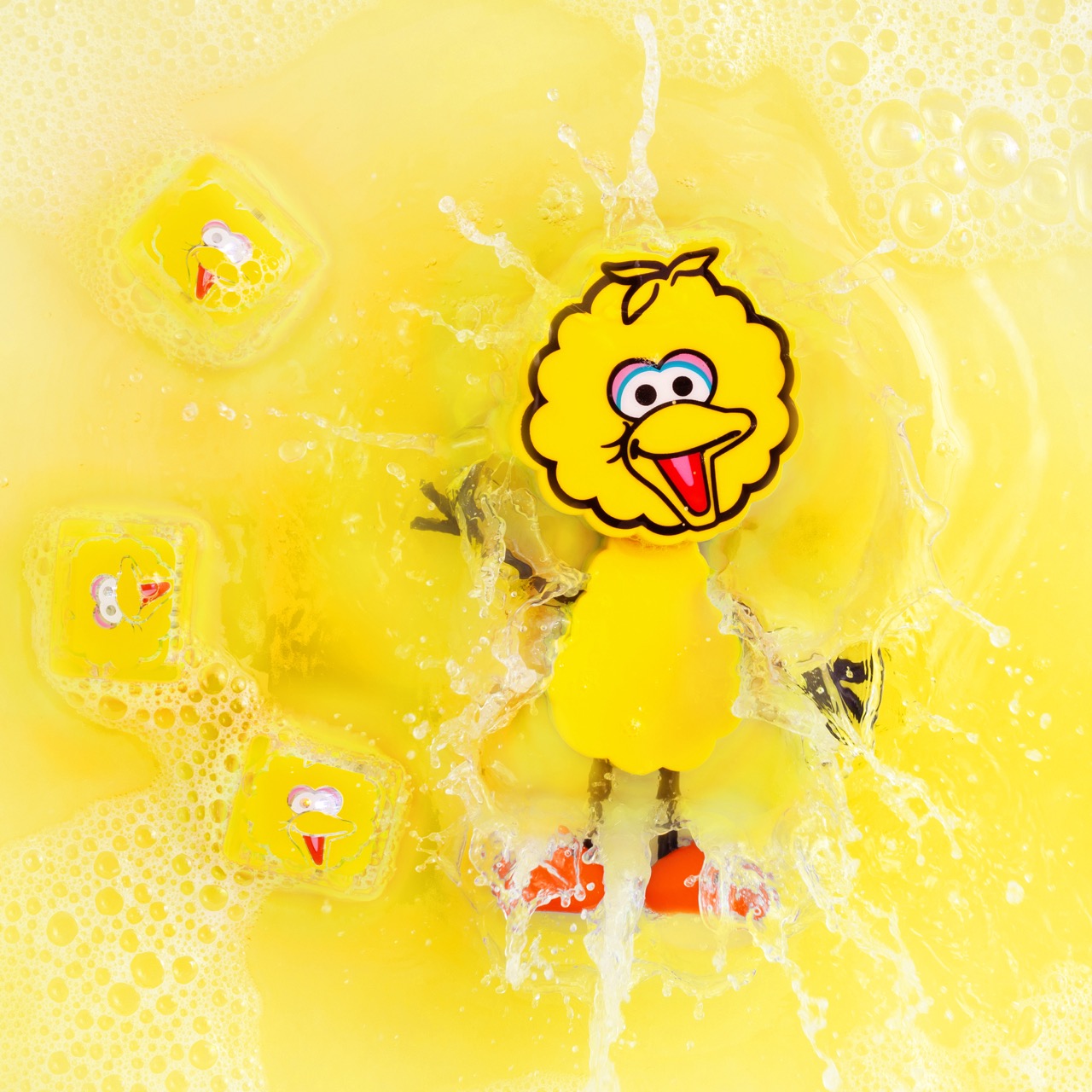 Glo Pals - Baby Kids Bath Toys Glow Cubes And Character Big Bird - Yellow