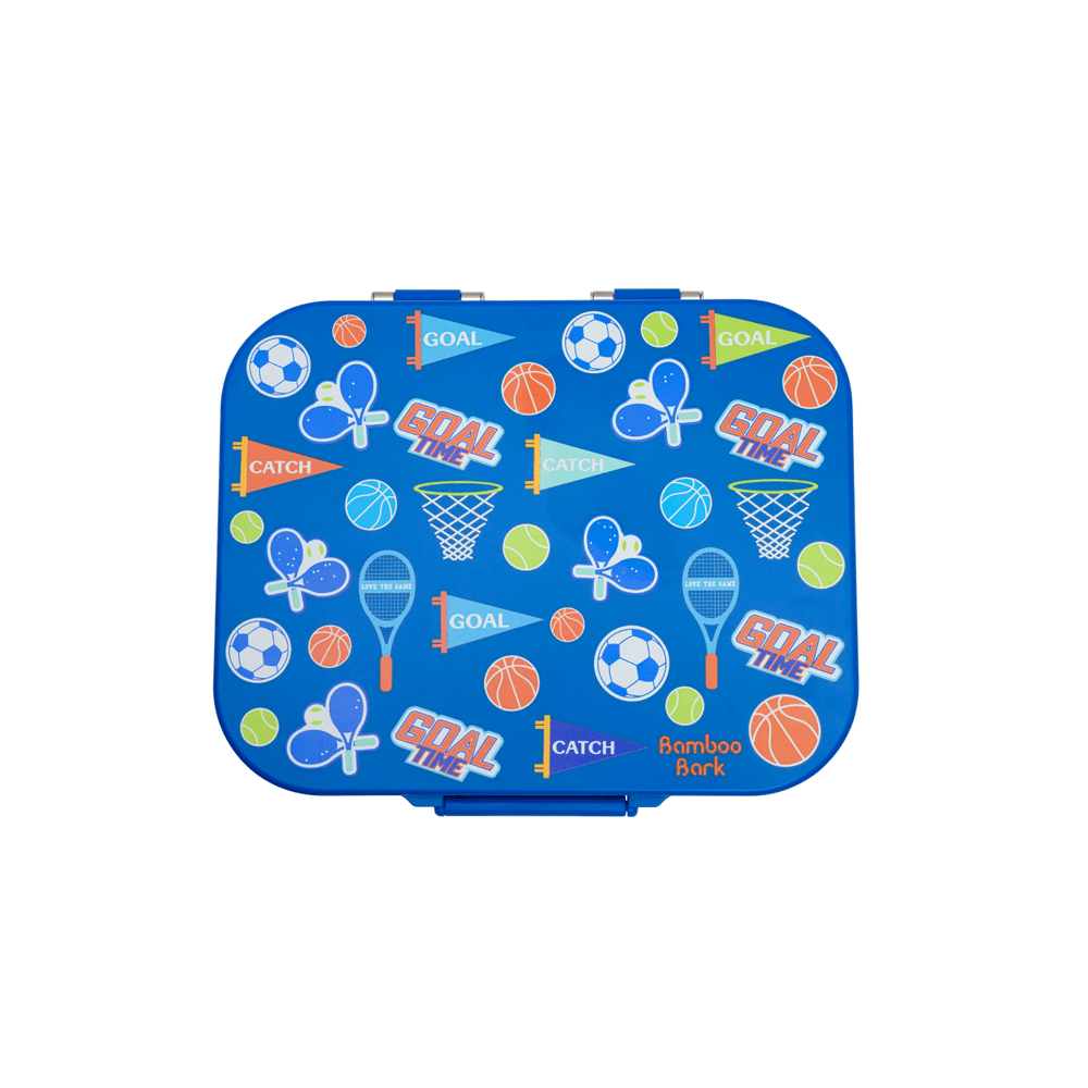 Bamboo Bark - 3 Compartment Sports Printed Stainless Steel Lunchbox With PP Lid - Blue