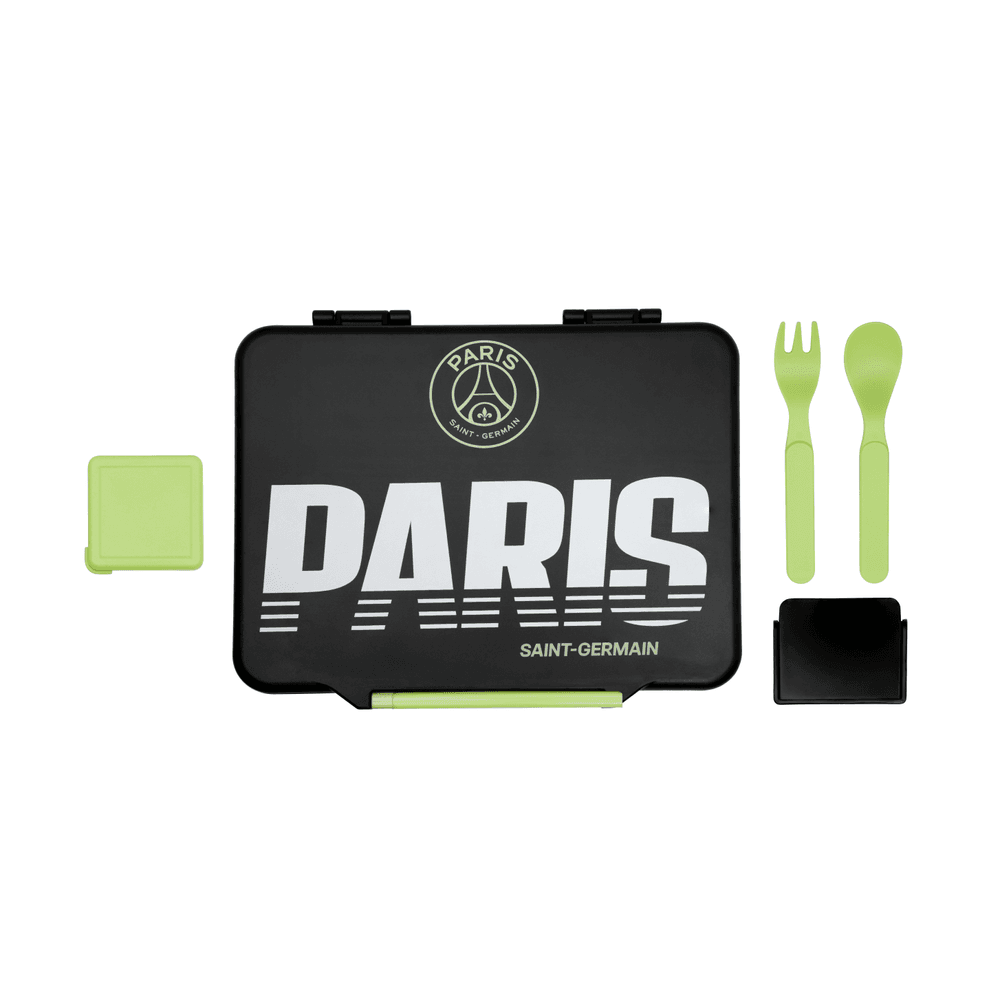 Bamboo Bark - 5 Compartment Football PSG Lunchbox - Black