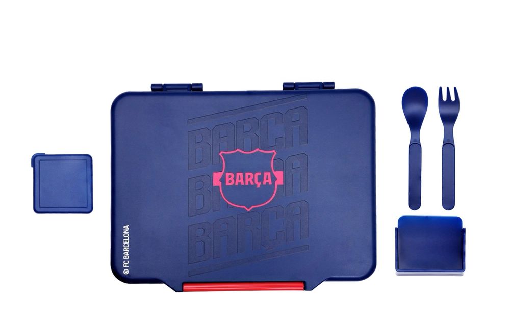 Bamboo Bark - 5 Compartment FC Barcelona Football Lunchbox - Blue