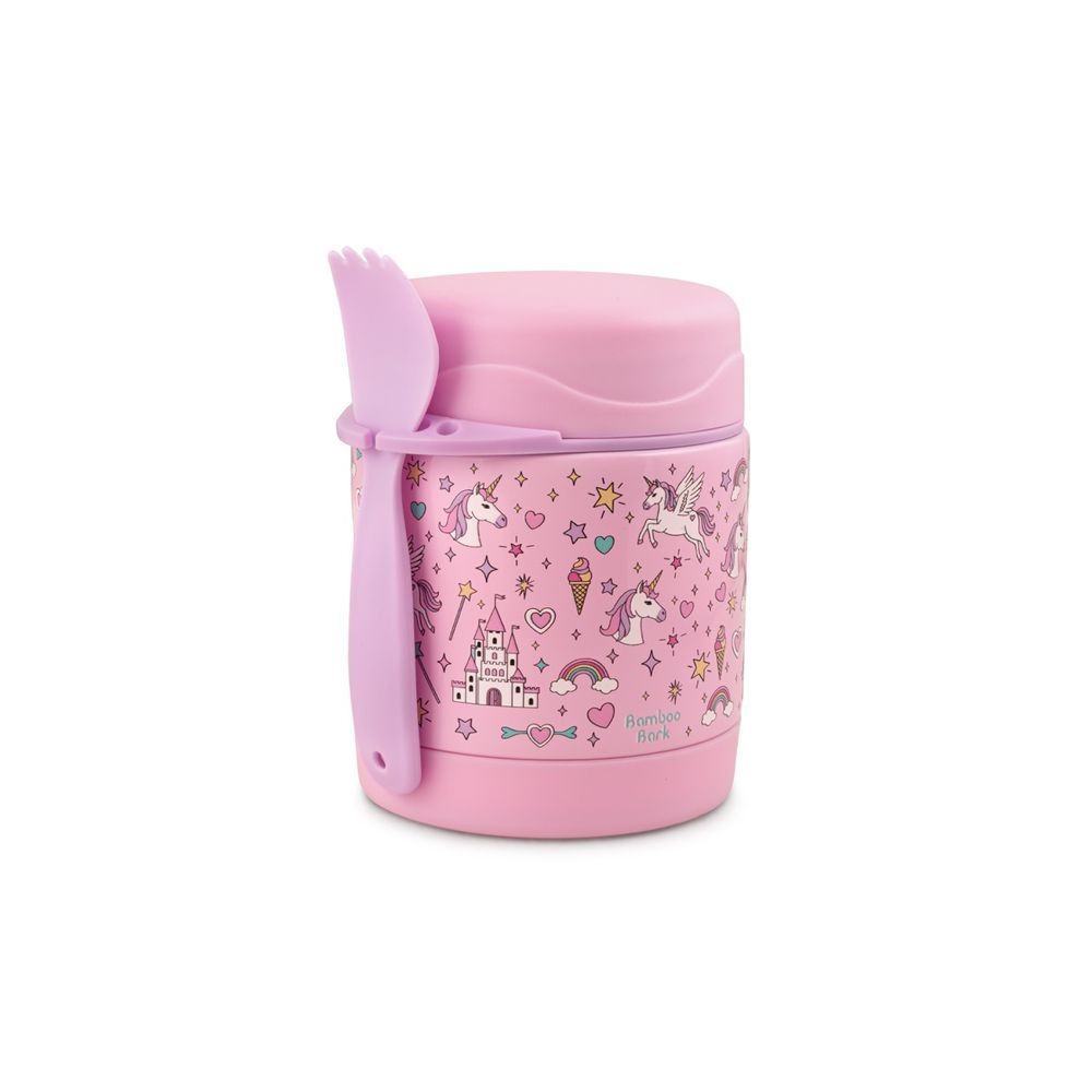Bamboo Bark - Stainless Steel Unicorn Food Jar - Pink