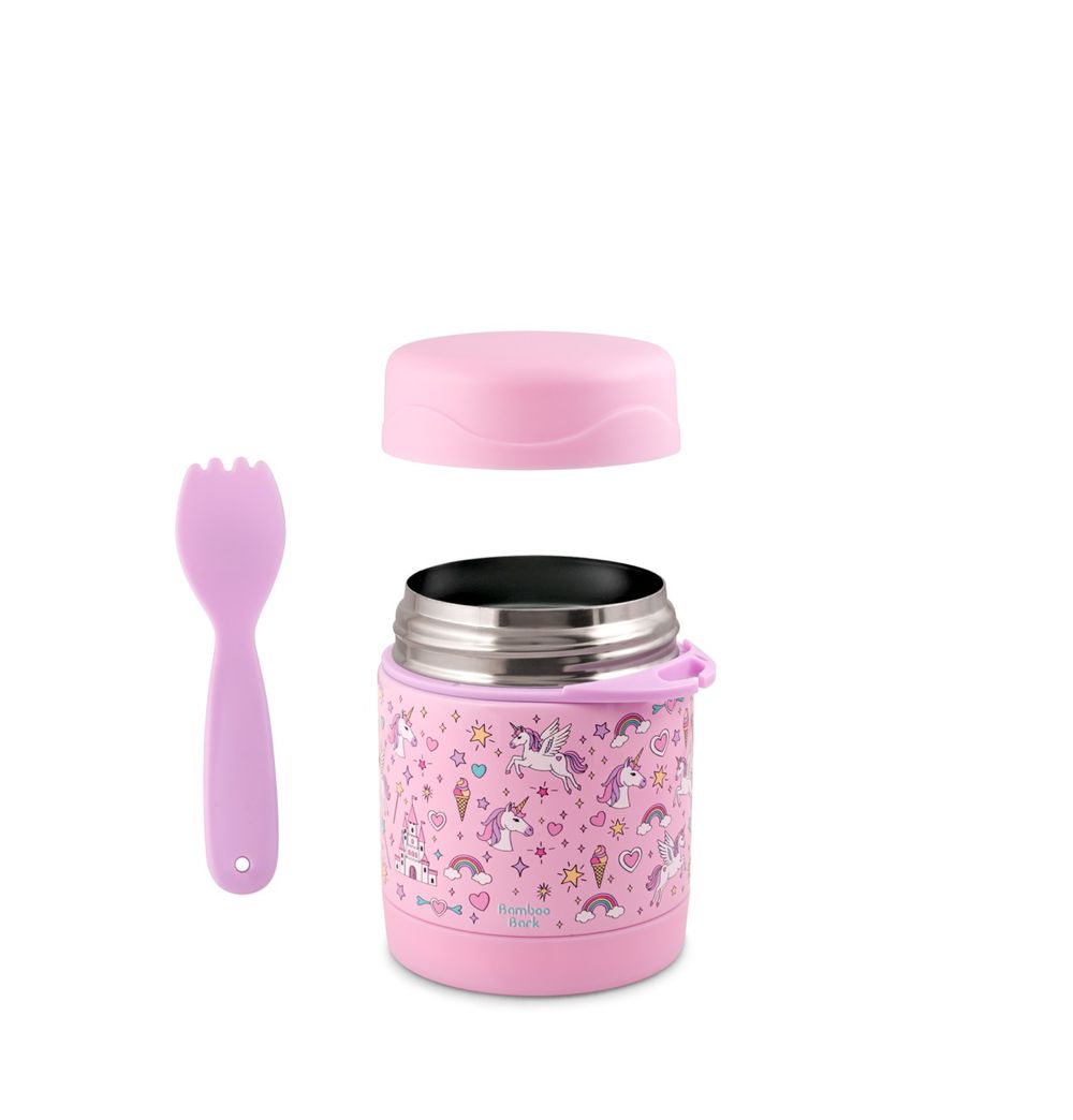 Bamboo Bark - Stainless Steel Unicorn Food Jar - Pink