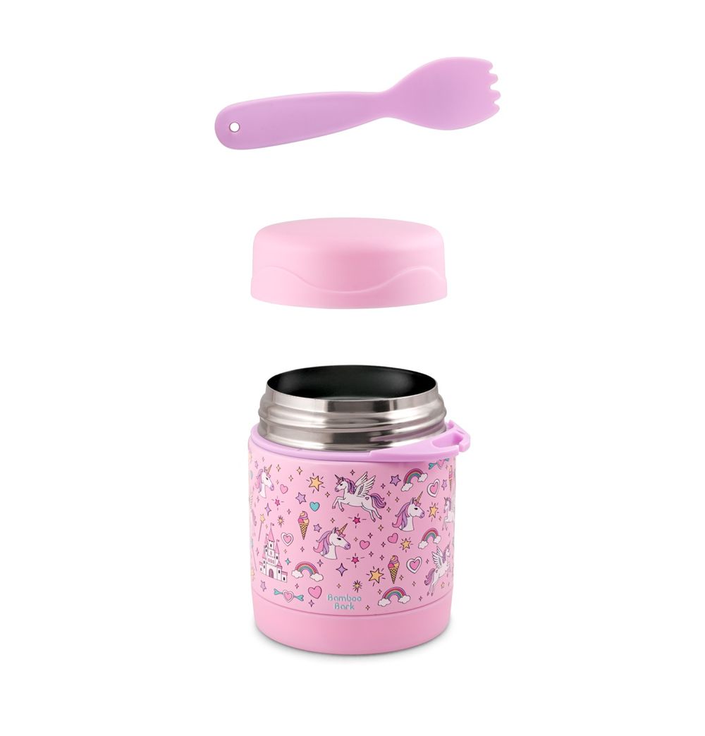 Bamboo Bark - Stainless Steel Unicorn Food Jar - Pink