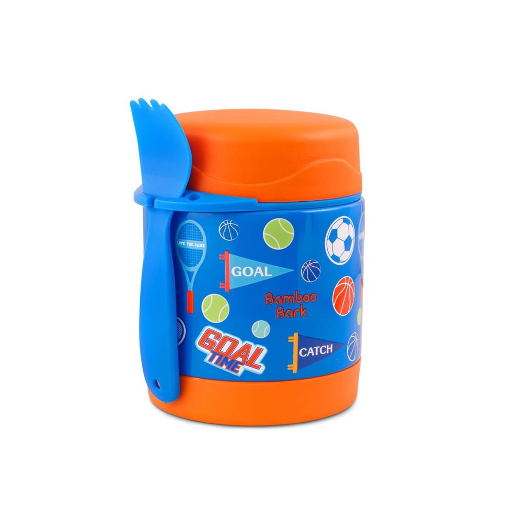 Bamboo Bark - Stainless Steel Football Food Jar - Blue