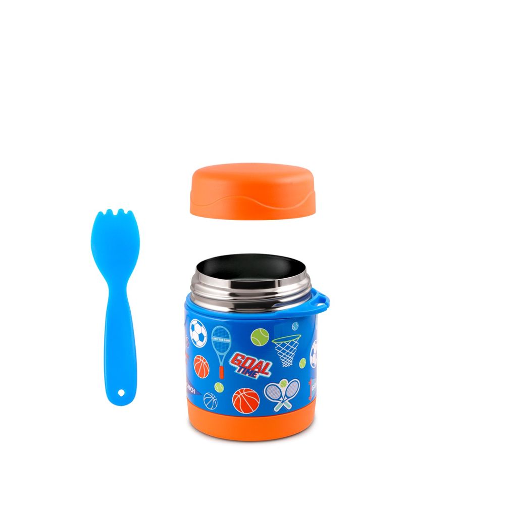 Bamboo Bark - Stainless Steel Football Food Jar - Blue