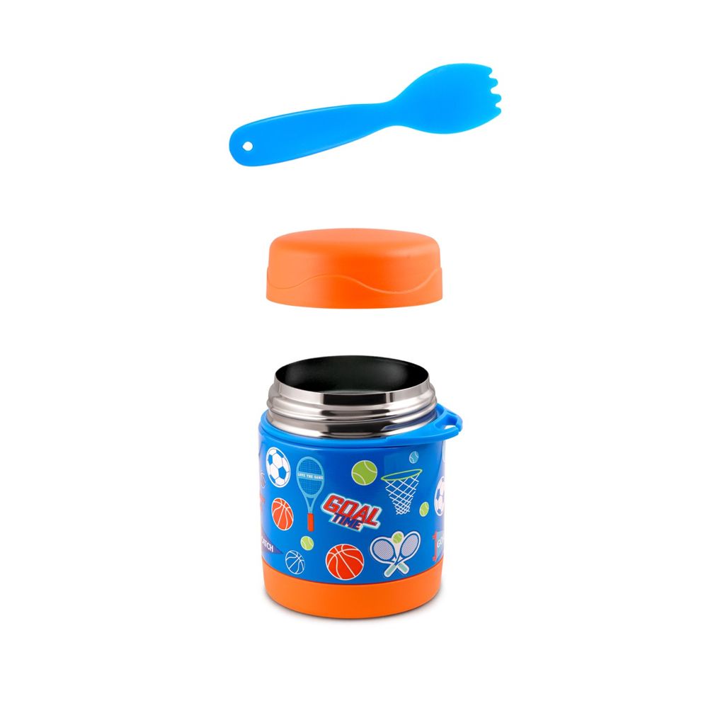 Bamboo Bark - Stainless Steel Football Food Jar - Blue