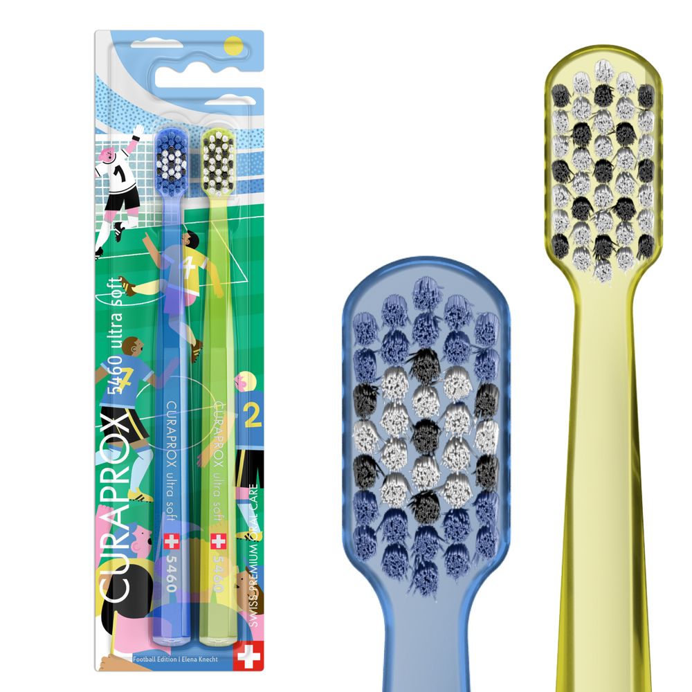Curaprox - Ultra Soft 5460 Football Edition Toothbrush Set - Multicolor - 2 Pcs