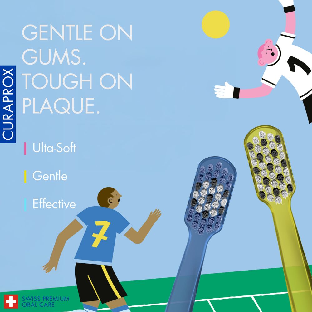 Curaprox - Ultra Soft 5460 Football Edition Toothbrush Set - Multicolor - 2 Pcs