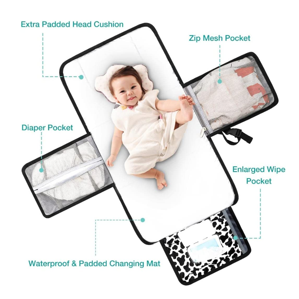 Sybil's - Patch Design Nappy Changing Travel Mat - Black/White