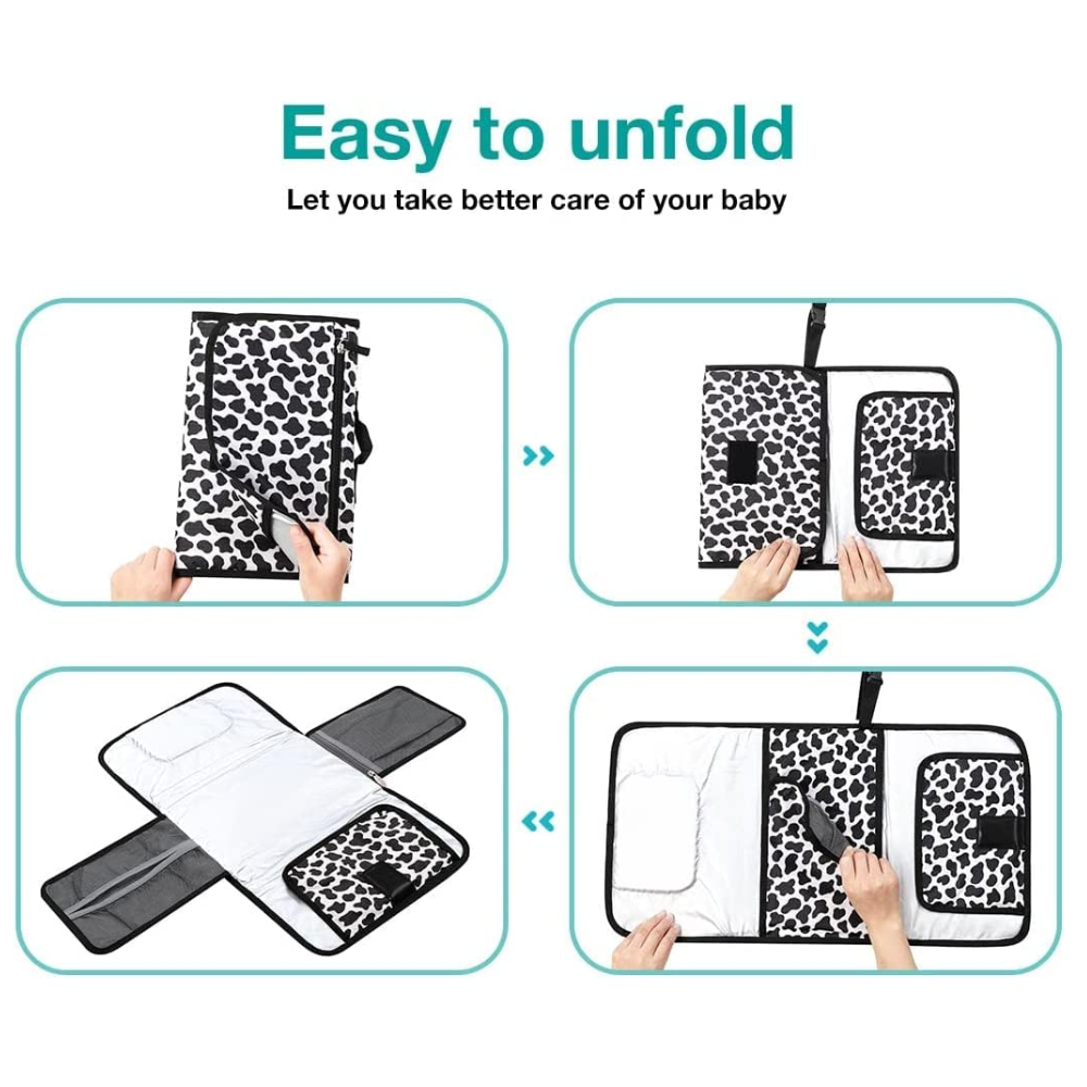 Sybil's - Patch Design Nappy Changing Travel Mat - Black/White