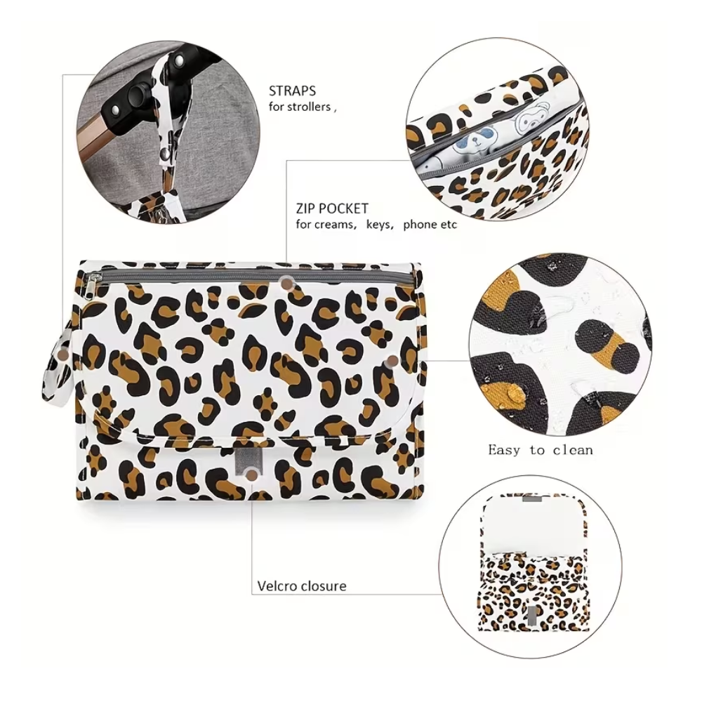 Sybil's - Leopard Print Travel Nappy Changing Pad - Multicolor