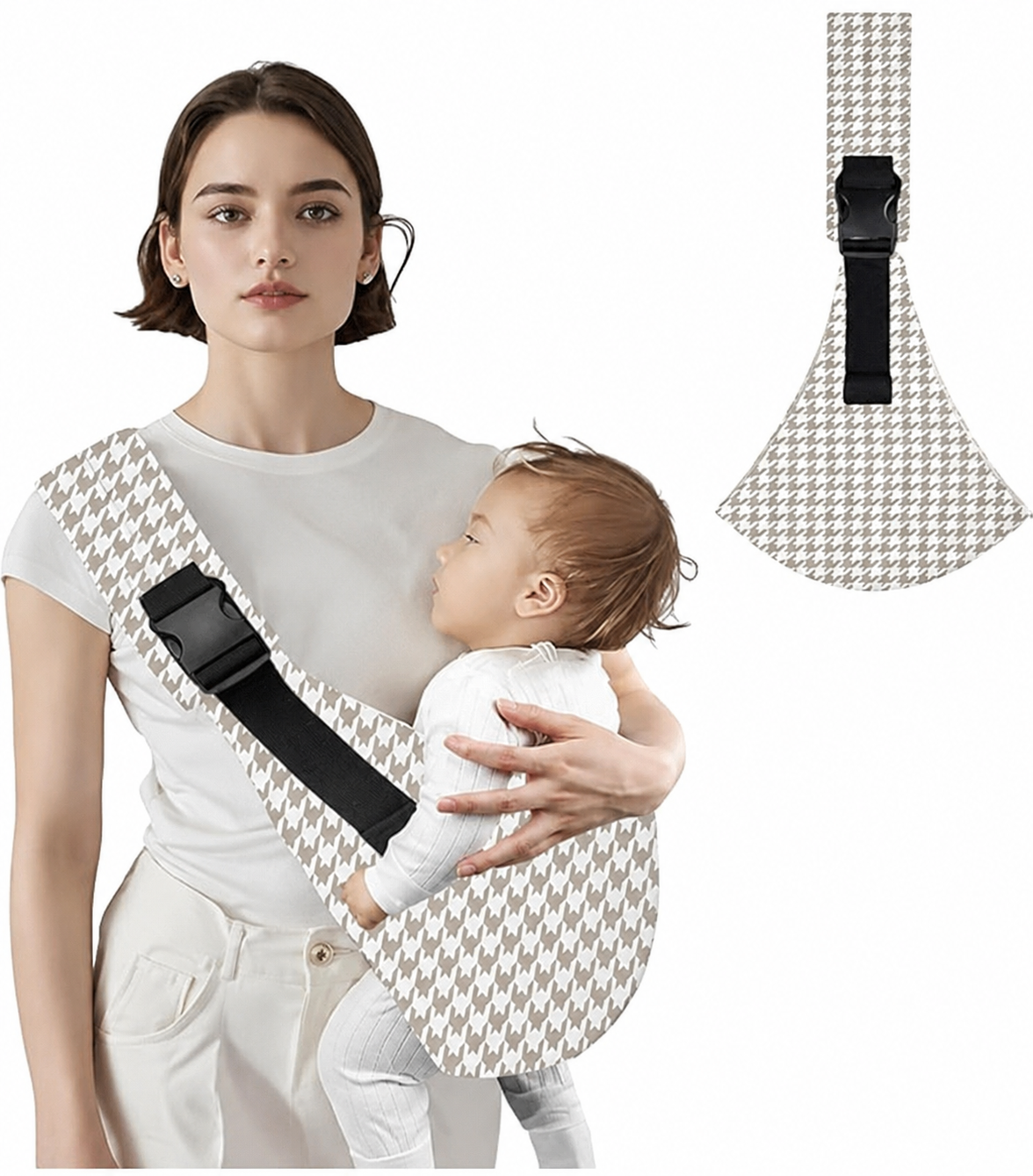Sybil's - Baby Carrier With Shoulder Strap - Grey & White