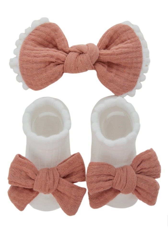 Bambimici Anika Socks & Ribbon Bow Headband Set Rust - Orange