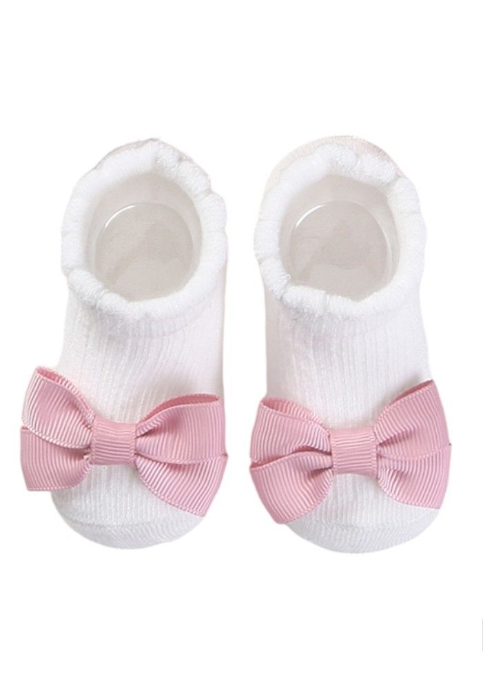 Bambimici Aaliyah Socks & Cute Ribbon Big Bow Headband Set - Baby Pink