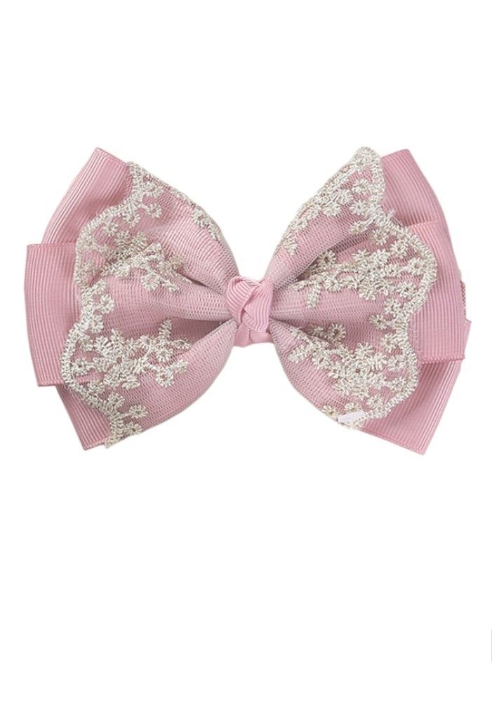 Bambimici Aaliyah Socks & Cute Ribbon Big Bow Headband Set - Baby Pink