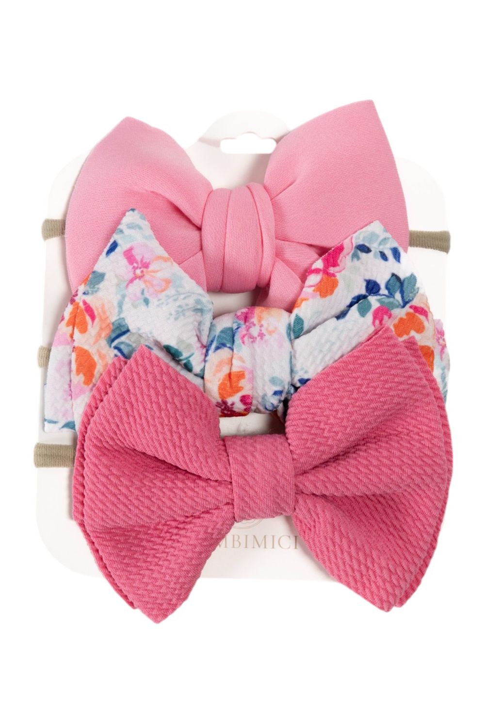 Bambimici Baby's Mona Ribbon Bow Headband Pack of 3 Multicolor/Light Pink/Pink