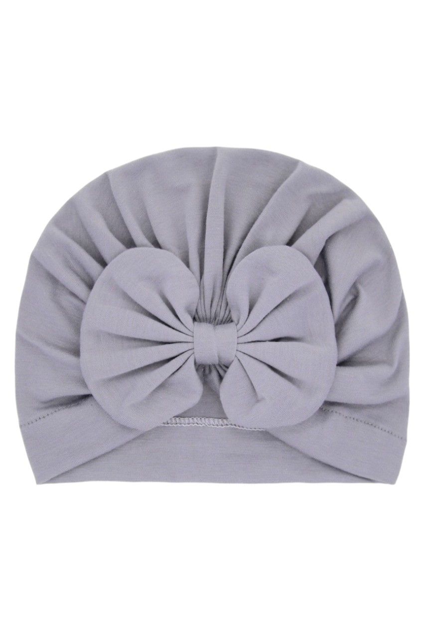 Bambimici Tinytwist Baby Turban and Mittens - Grey - 2 Pcs