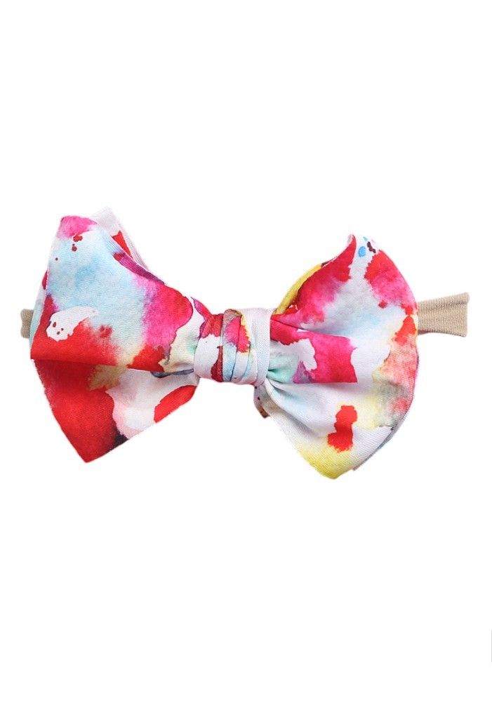 Bambimici Baby Dalia Assorted Ribbon Bow Headband - Printed/Red