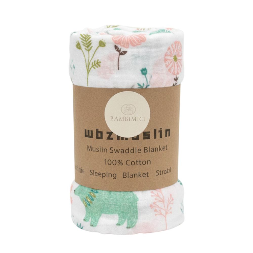 Bambimici - Essentials Muslin Swaddle Blanket - Animals