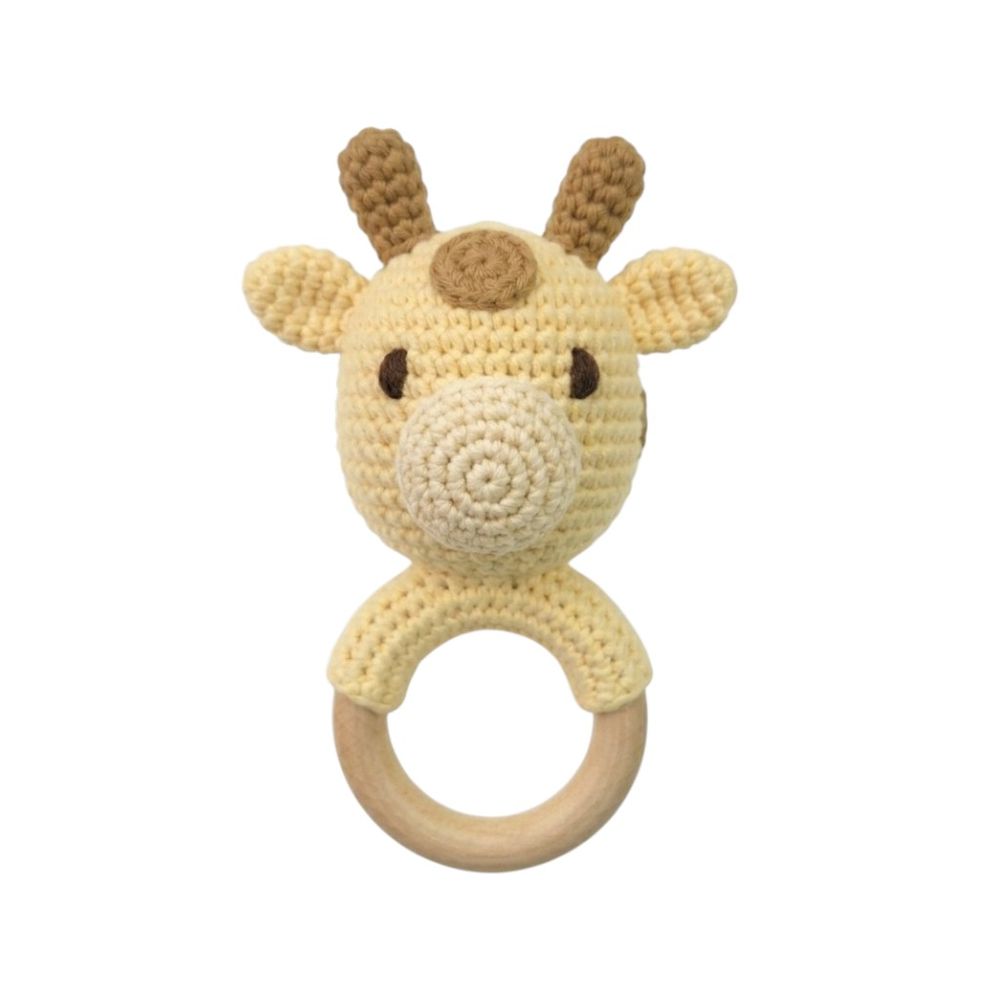 Bambimici - Crochet Wooden Teething Ring Rattle - Deer