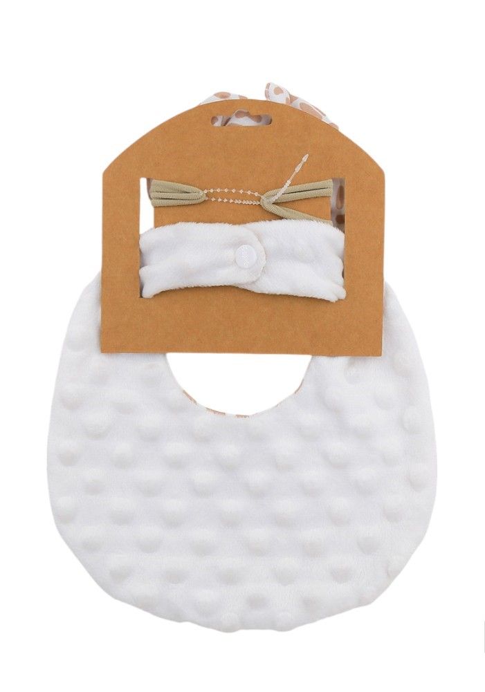 Bambimici - Luna Ribbon Headband & Baby Bib Set - Purple - 2 Pcs