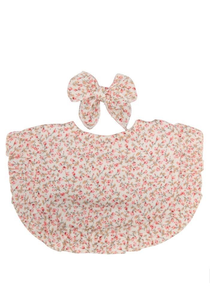 Bambimici Bella Floral Headband & Baby Bib - Pink - 2 Pcs
