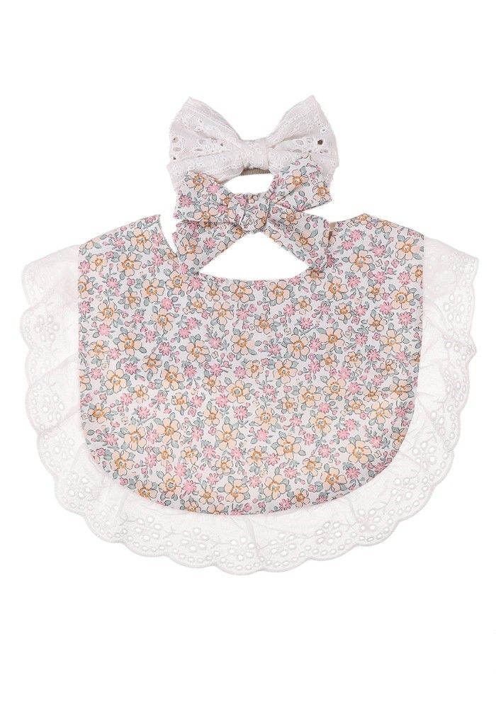 Bambimici Bella Floral Headband & Baby Bib - Multicolor - 3 Pcs
