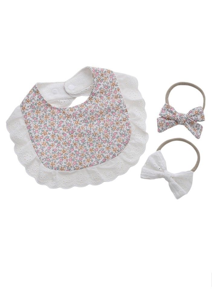 Bambimici Bella Floral Headband & Baby Bib - Multicolor - 3 Pcs