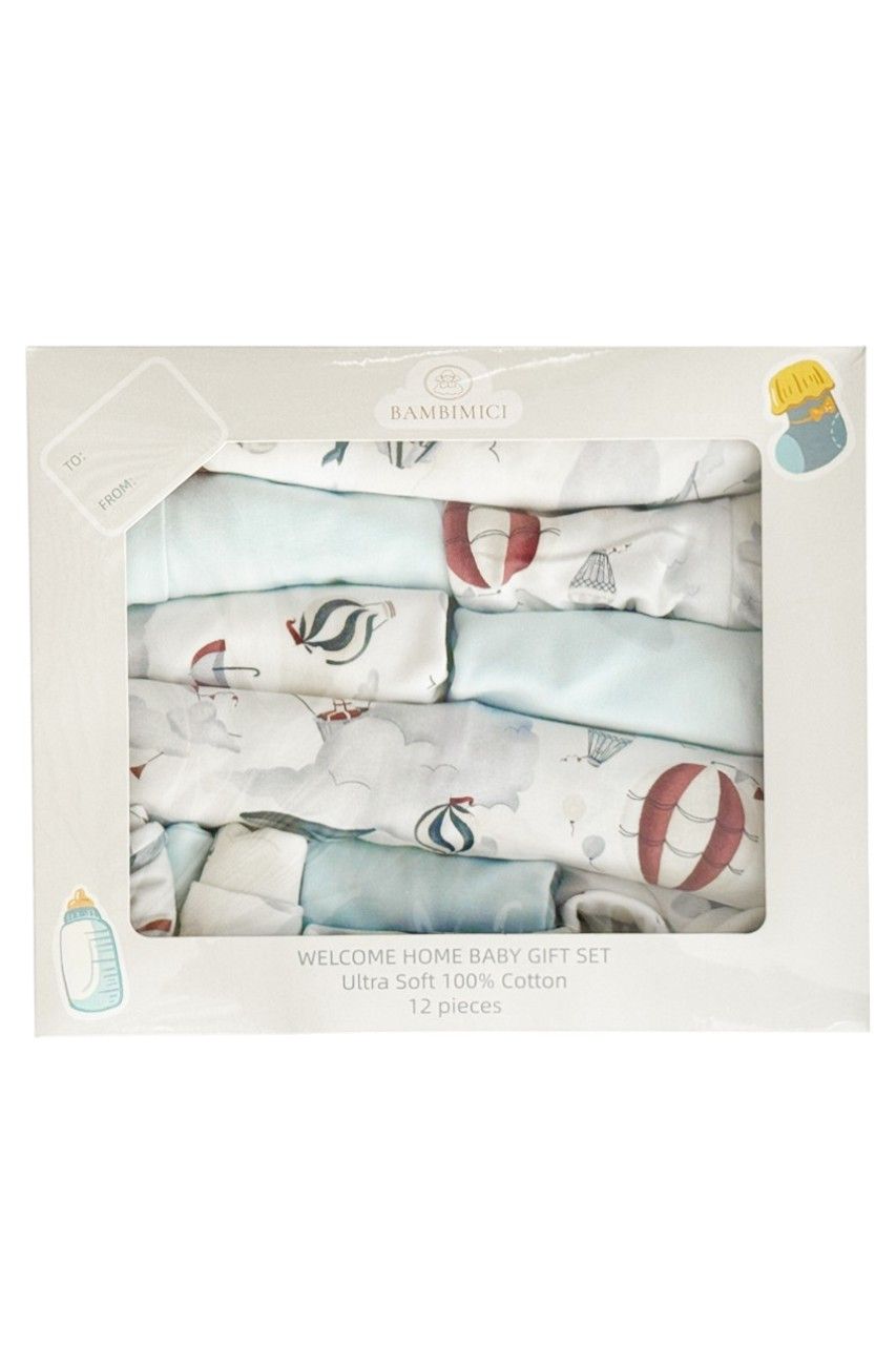 Bambimici Boy's Welcome Home Baby Set Pack of 12 - Blue