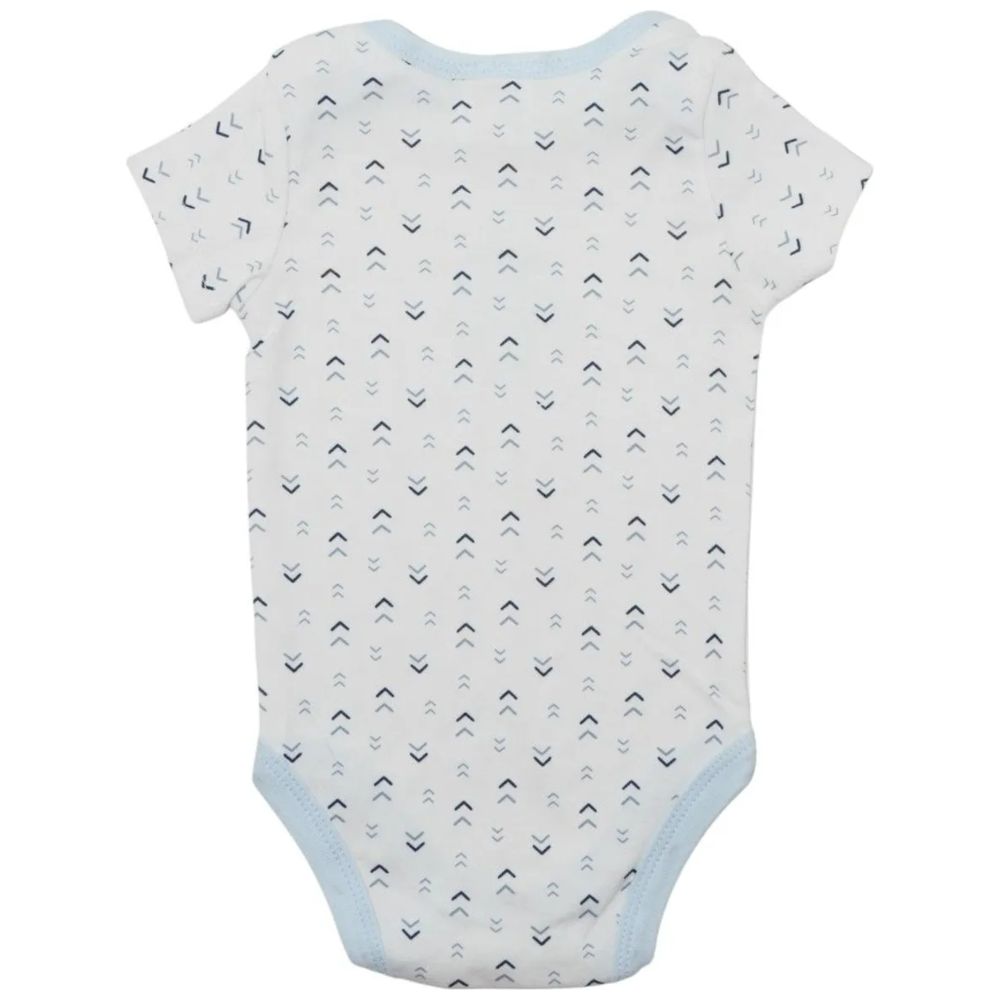 Bambimici Short Sleeve Elephant Printed Bodysuit with Pyjama - Light Blue - 3 Pcs