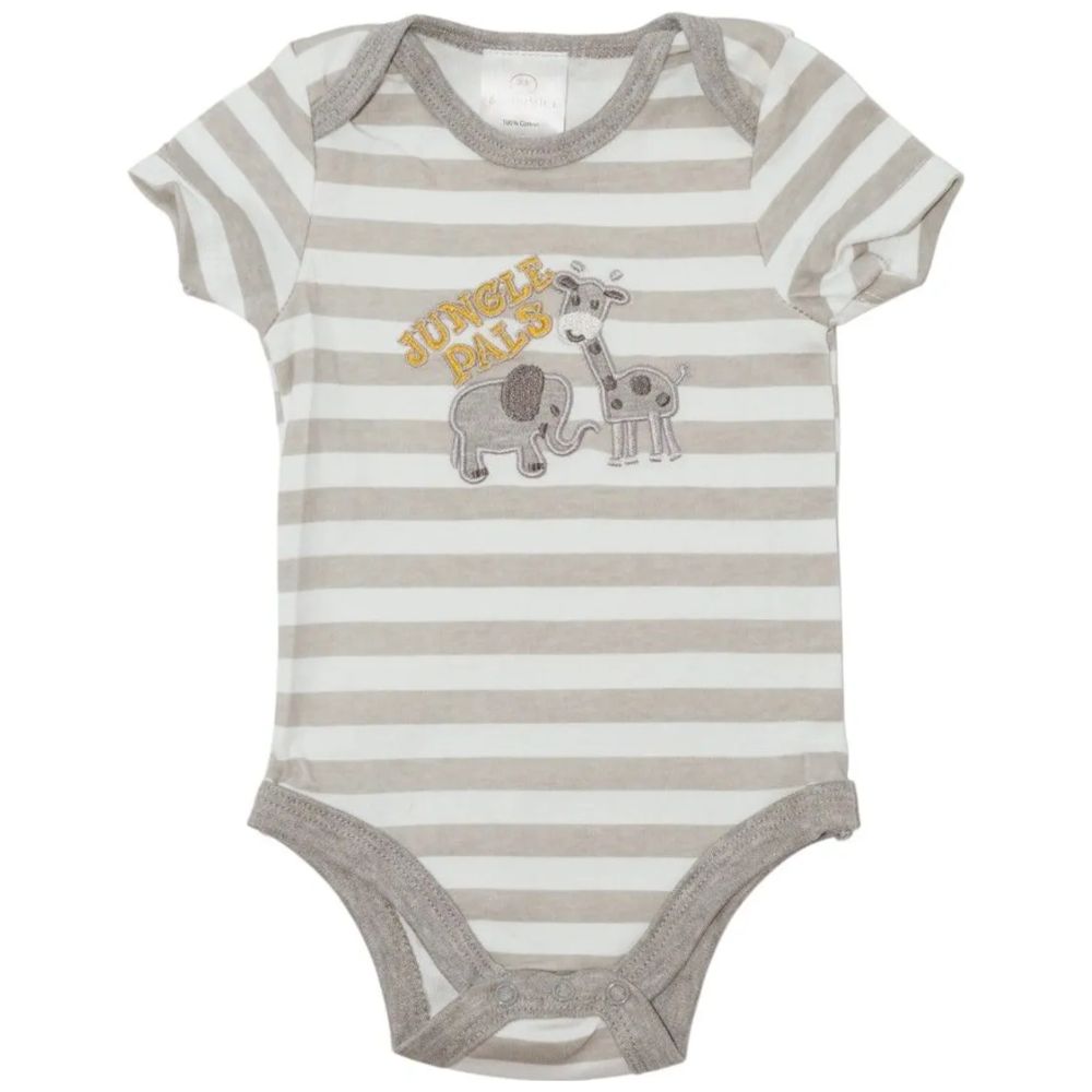 Bambimici Animal Jungle Print Bodysuit with Pyjama - Multicolor - 3 Pcs
