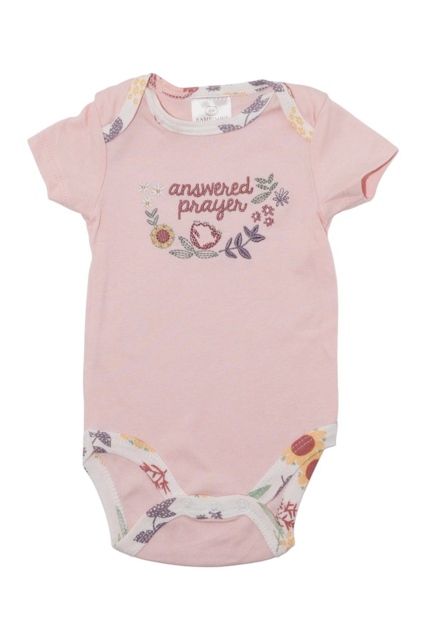 Bambimici Baby' Floral Print Bodysuit & Top with Pyjama - Peach - 3 Pcs
