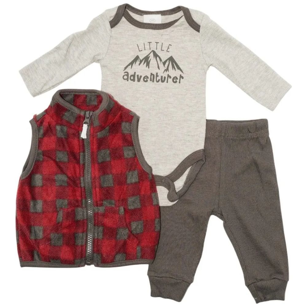 Bambimici Baby' Mountain Print Bodysuit with Zipper and Pyjama - Multicolor - 3 Pcs