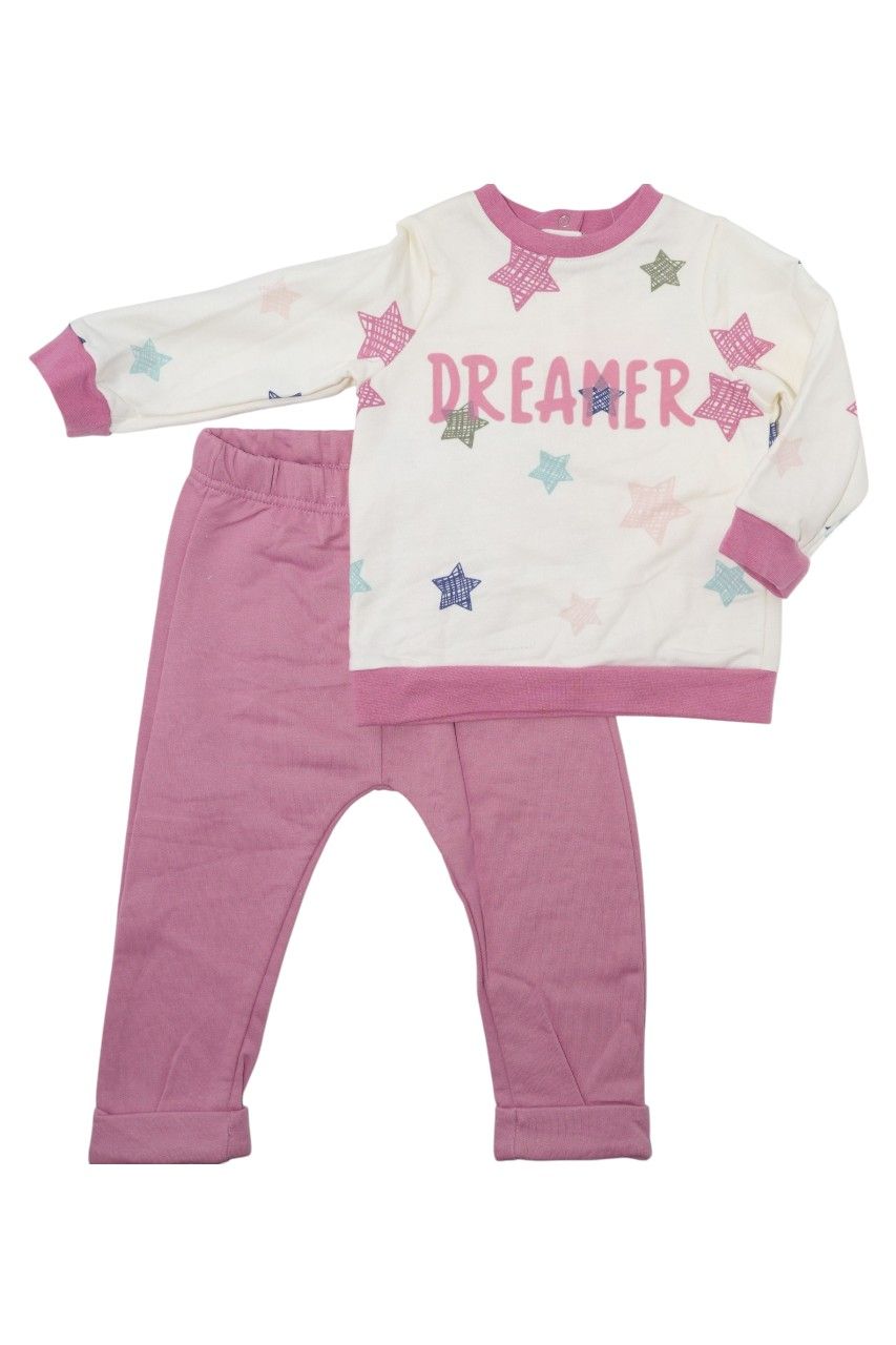 Bambimici Baby' Star Dreamer Sweater with Pyjama - Pink/White - 2 Pcs