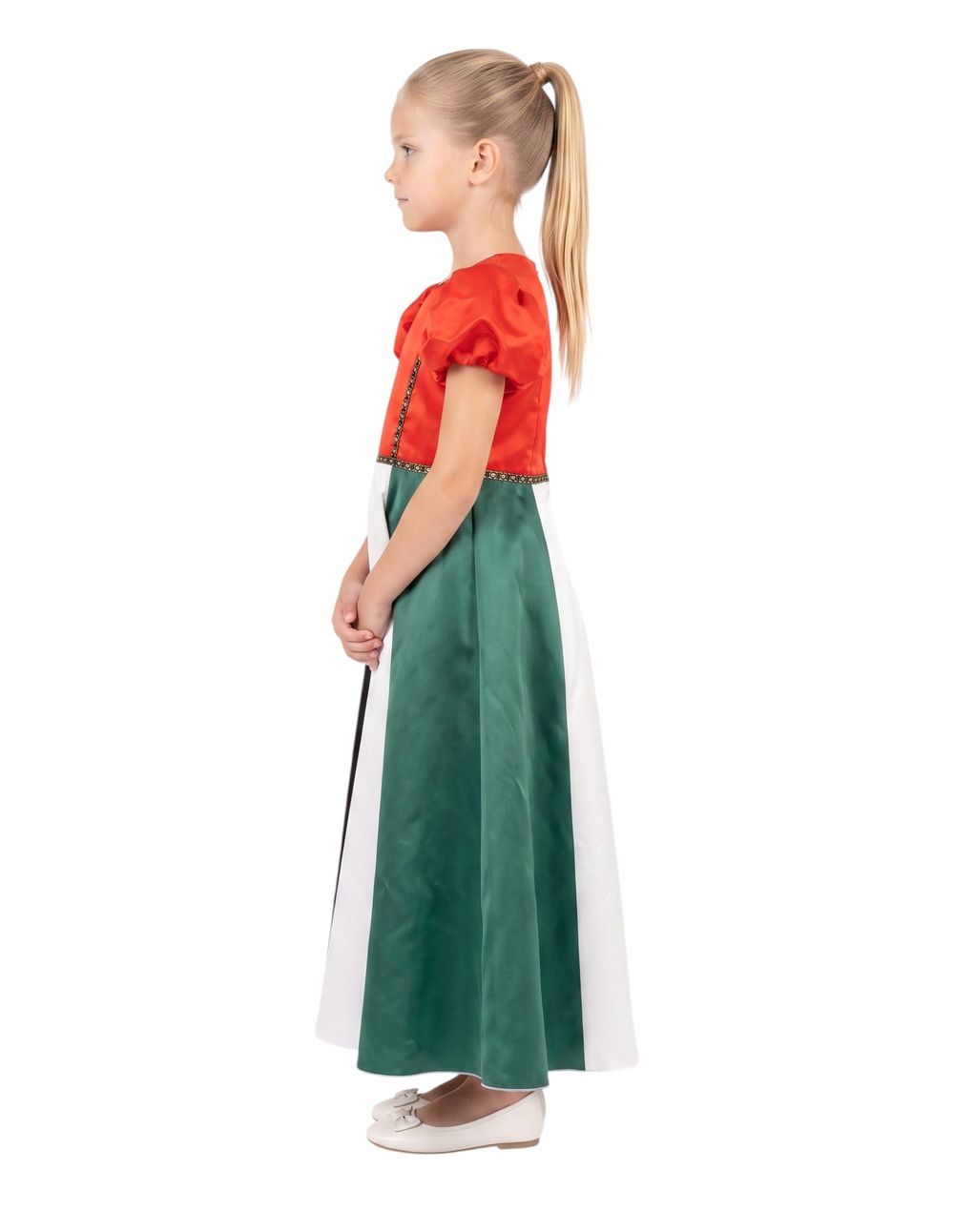 Bidani - Little Patriot UAE Flag Puff-sleeve Satin Celebration Gown - Multicolor
