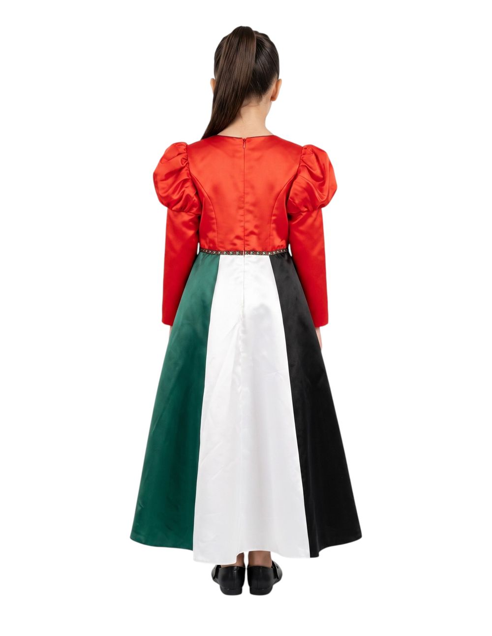 Bidani - Little Patriot UAE Flag Embroidered Celebration Gown - Multicolor