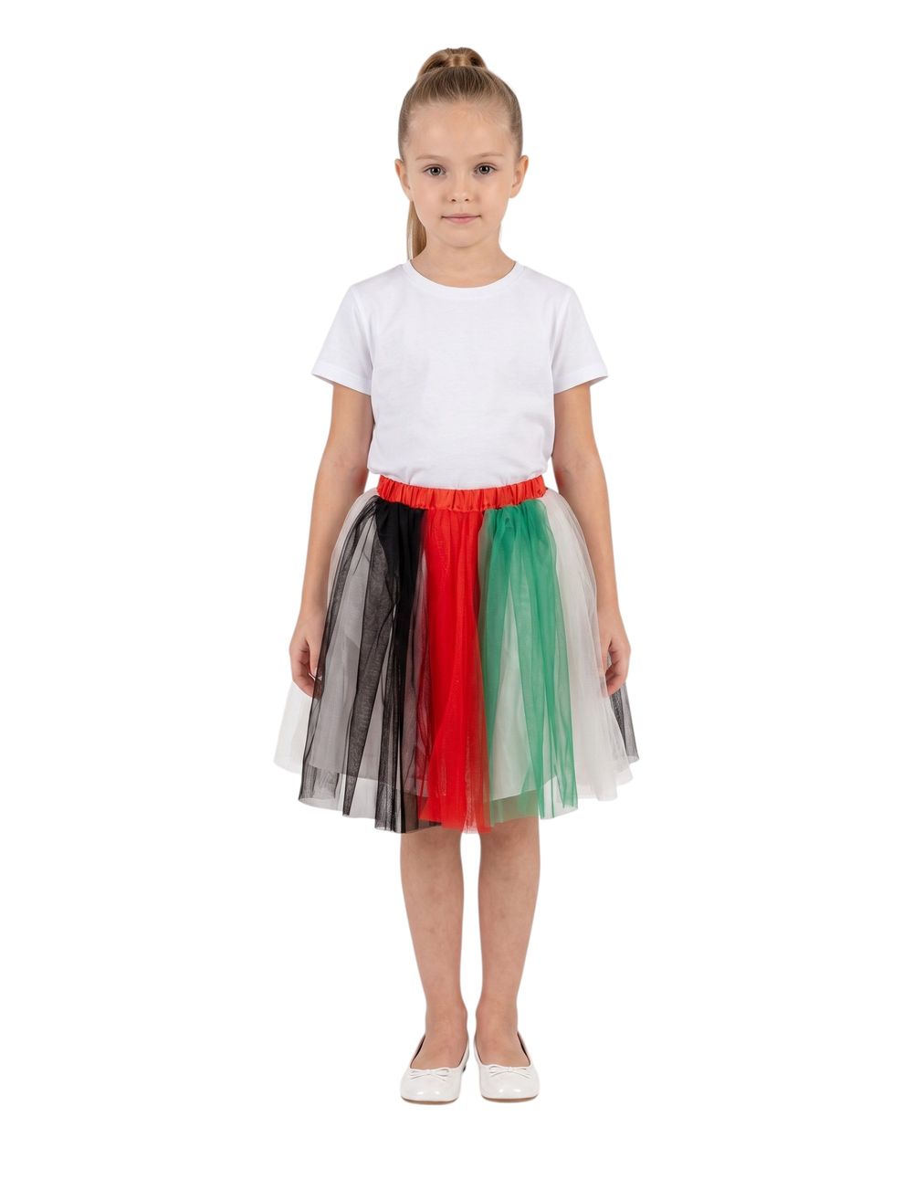 Bidani - Girls' UAE National Day Flag Color Tulle Tutu Skirt - Multicolor